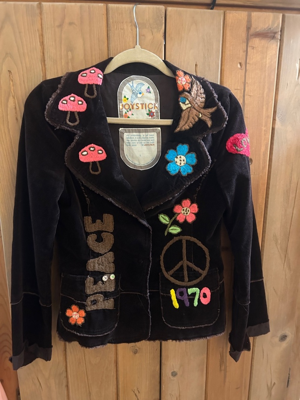 Johnny Was Joystick Embroidered Peace Sign Jacket